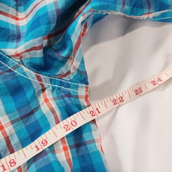 Cody James Western Flannel Shirt Plaid Button Up Long Sleeve Teal Small - Picture 5 of 5